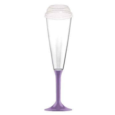 20 Calici Flute Maxi riutilizzabili lilla 160ml con coperchio