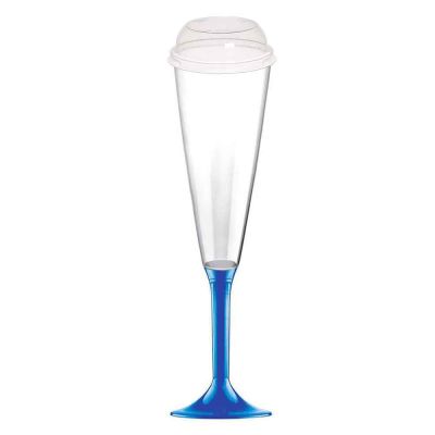 Calici Flute Maxi riutilizzabili blu 160ml con coperchio