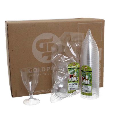 Calici da acqua plastica riutilizzabile 200ml basi trasparenti