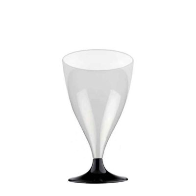 Calici da acqua di plastica riutilizzabili 200ml base nera