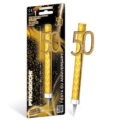 Fontana pirotecnica Anniversary numero 50 con strass