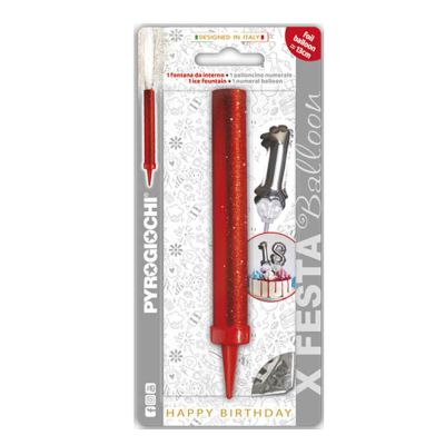 Fontane pirotecniche per torte Pyrogiochi con palloncino argento numero 1