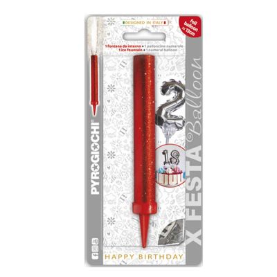 Fontane pirotecniche per torte Pyrogiochi con palloncino argento numero 2