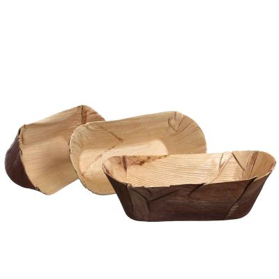 25 Scodelle vaschette ovali in foglia di palma naturale 22x12xh6,5 cm