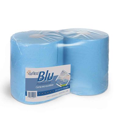 2 bobine rotoli di carta blu microcollata a 3 veli 