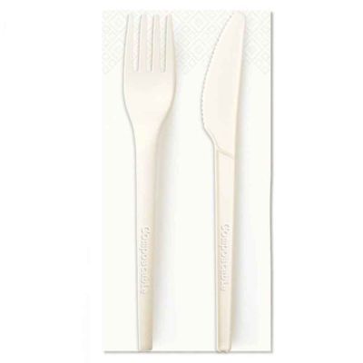 Bis Posate compostabili Style 38 imbustate con tovagliolo 38x38 cm