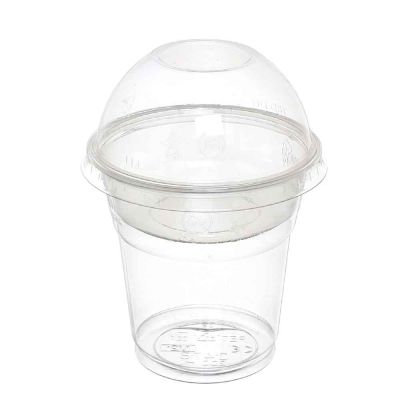 100 Bicchieri Kristal PET 200cc con coperchio bombato chiuso e inserto