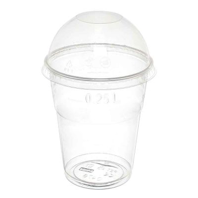 100 Bicchieri Cristal PET 350 ml con coperchio a cupola