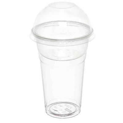 100 Bicchieri Kristal PET 500cc con coperchio a cupola e inserto