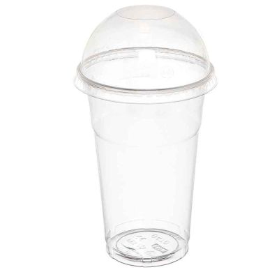 100 Bicchieri Cristal PET 500 ml con coperchio a cupola