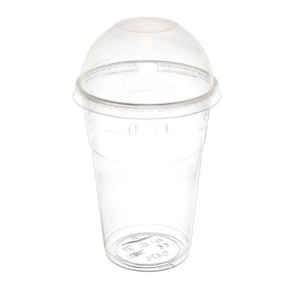 100 Bicchieri Cristal PET 400 ml con coperchio a cupola