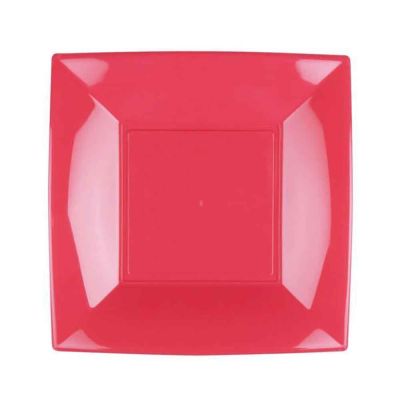 Piatti quadrati lavabili per microonde rosa corallo 23x23 cm