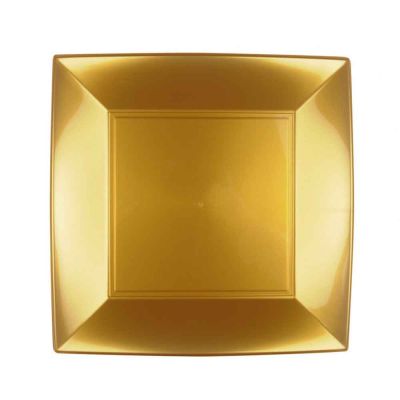 Piatti quadrati lavabili per microonde colore oro 23x23 cm