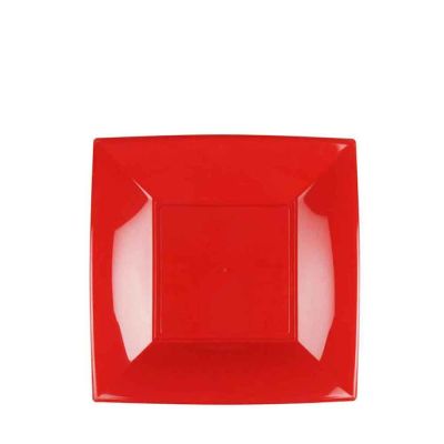 Piatti quadrati piccoli lavabili per microonde rossi 18x18 cm