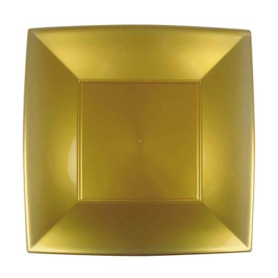 Piatti quadrati grandi lavabili per microonde oro 29x29 cm 