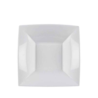 Piatti quadrati fondi lavabili per microonde bianchi 18x18 cm