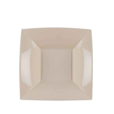 Piatti quadrati fondi lavabili per microonde beige 18x18 cm