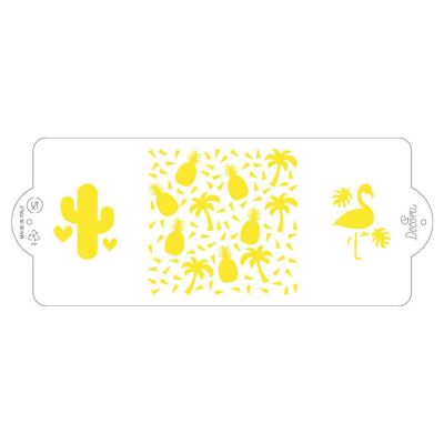 Stencil per torte trendy Ananas e fenicotteri 10x25 cm Decora