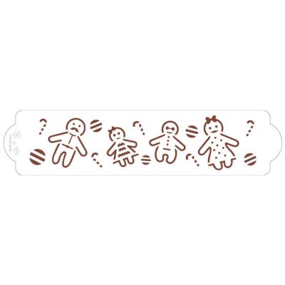 Stencil per torte Gingerbread Family omini di marzapane 7x30 cm Decora