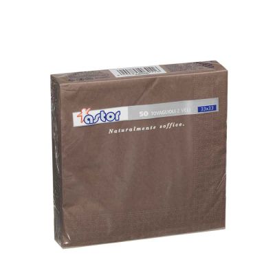 50 Tovaglioli di carta ovatta colorati 2 veli 33x33 Astor marrone