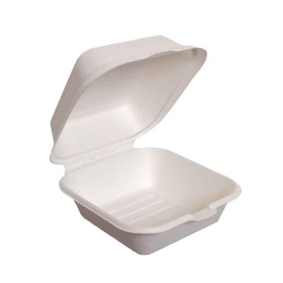 50 Box con coperchio per asporto hamburger in polpa compostabili 15,5x15,5x h8 cm