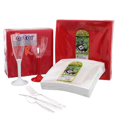 Set completo lusso quadrato rosso e bianco