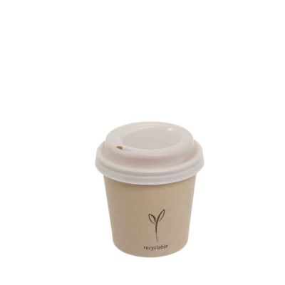 50 Bicchieri di carta con coperchio compostabile Bamboo 120ml 