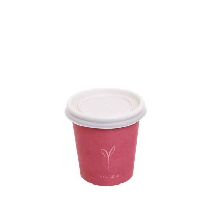 100 Bicchieri di carta per caffe con coperchio rosa peonia 80 ml Byò