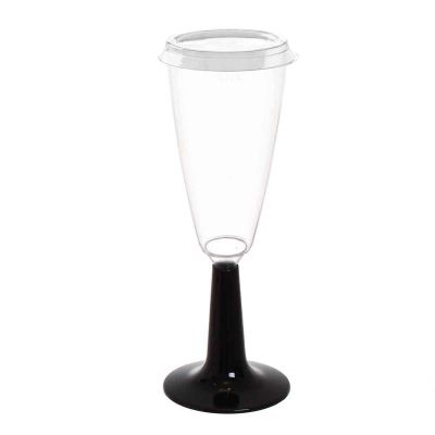 Flutes calici gambo corto nero con tappo