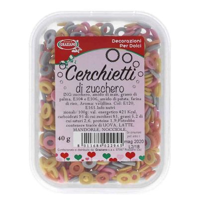 Cerchietti di zucchero multicolor per decorazioni 40 g