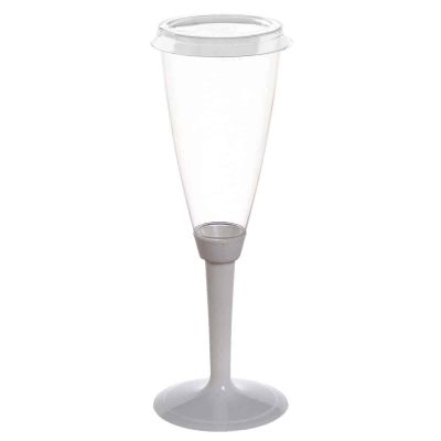 Flutes calici gambo lungo bianco con tappo