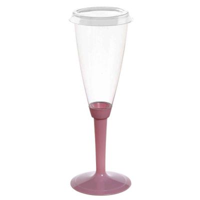 Flutes calici gambo lungo rosa pastello con tappo