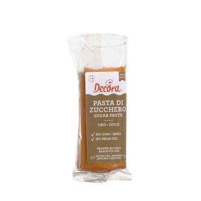 Pasta di zucchero oro per copertura 100 g Decora