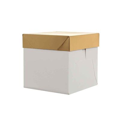 Scatola quadrata per panettone con coperchio dorato 20 x 20 x h 20 cm