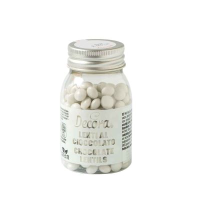 Mini Lenti di cioccolato color bianco per decorazione dolci 80 g Decora