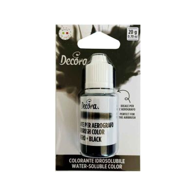 Colorante liquido idrosolubile per aerografo nero 20 g Decora