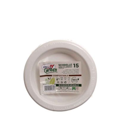 15 Scodelle in polpa di cellulosa DOpla Green compostabili Ø17,5 cm