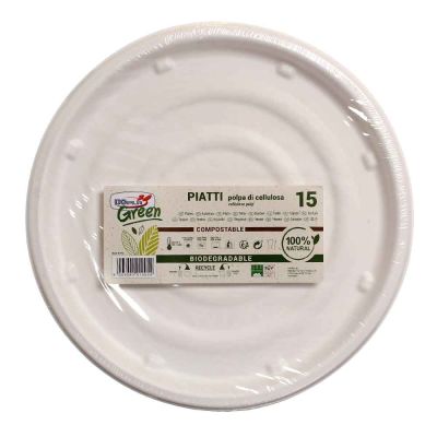 15 Piatti da pizza rotondi in polpa di cellulosa DOpla Green Ø32 cm