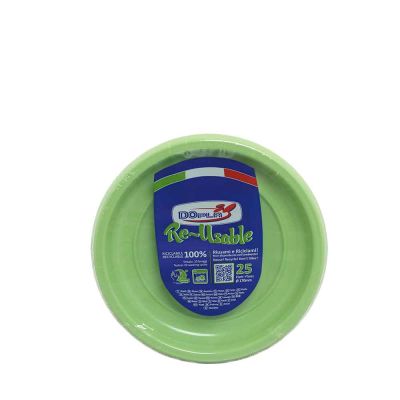 25 Piattini di plastica riutilizzabili e lavabili verdi Ø17 cm DOpla 