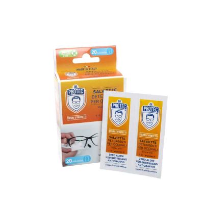 20 Salviette per occhiali detergenti zero aloni antigraffio
