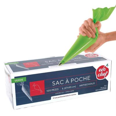 100 Sac a poche tasca da pasticcere antiscivolo verdi 55x27cm grandi