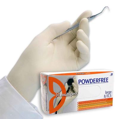 100 Guanti medicali latice Multipro Powderfree taglie a scelta
