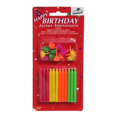 Candeline compleanno Neon multicolore - confezione