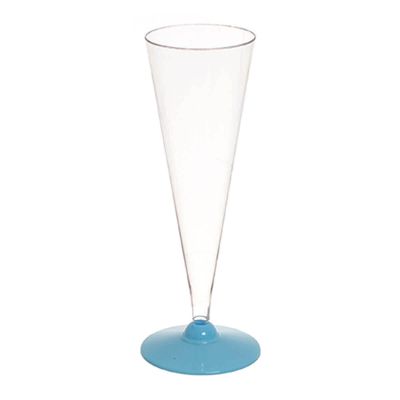 120 Flute in plastica monouso conici con base azzurra