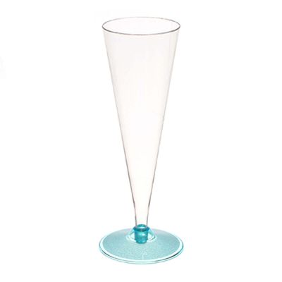 120 Flute in plastica monouso conici con base celeste fluo