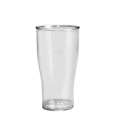 5 Bicchieri birra plastica in policarbonato trasparente 360cc tacca a 200ml
