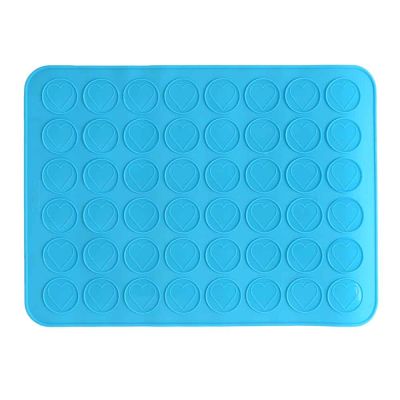 Tappetino macarons in silicone antiaderente celeste per 24 macarons cuore