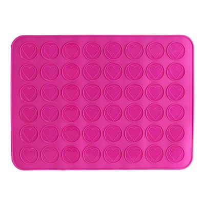 Tappetino macarons in silicone antiaderente fucsia per 15 macarons cuore
