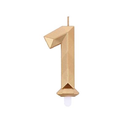 Candelina compleanno numeri 1 uno in cera Diamond Gold oro h 7,5 cm 
