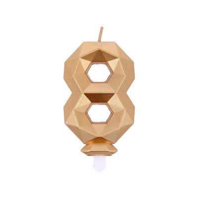 Candelina compleanno numero 8 otto in cera Diamond Gold oro h 7,5 cm 
